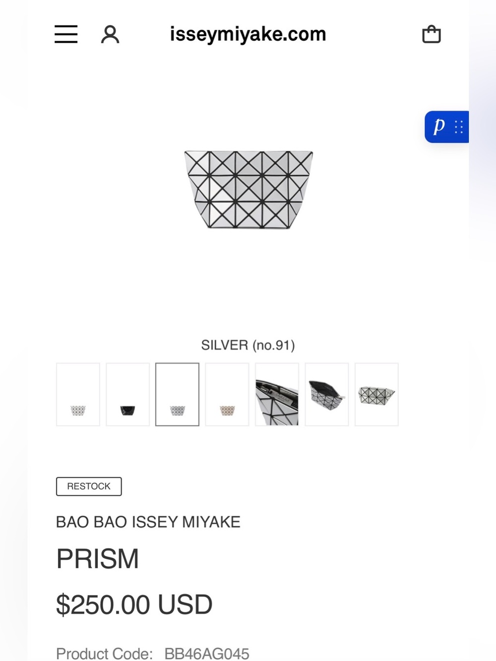 Issey Miyake Bao Bao Geometric Silver Tile Clutch - Picture 5 of 6